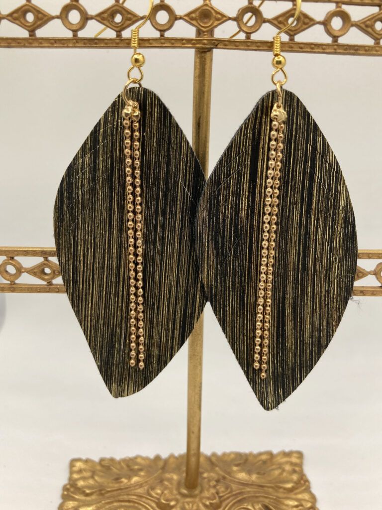 Gold_black_feather_fringe-Earrings